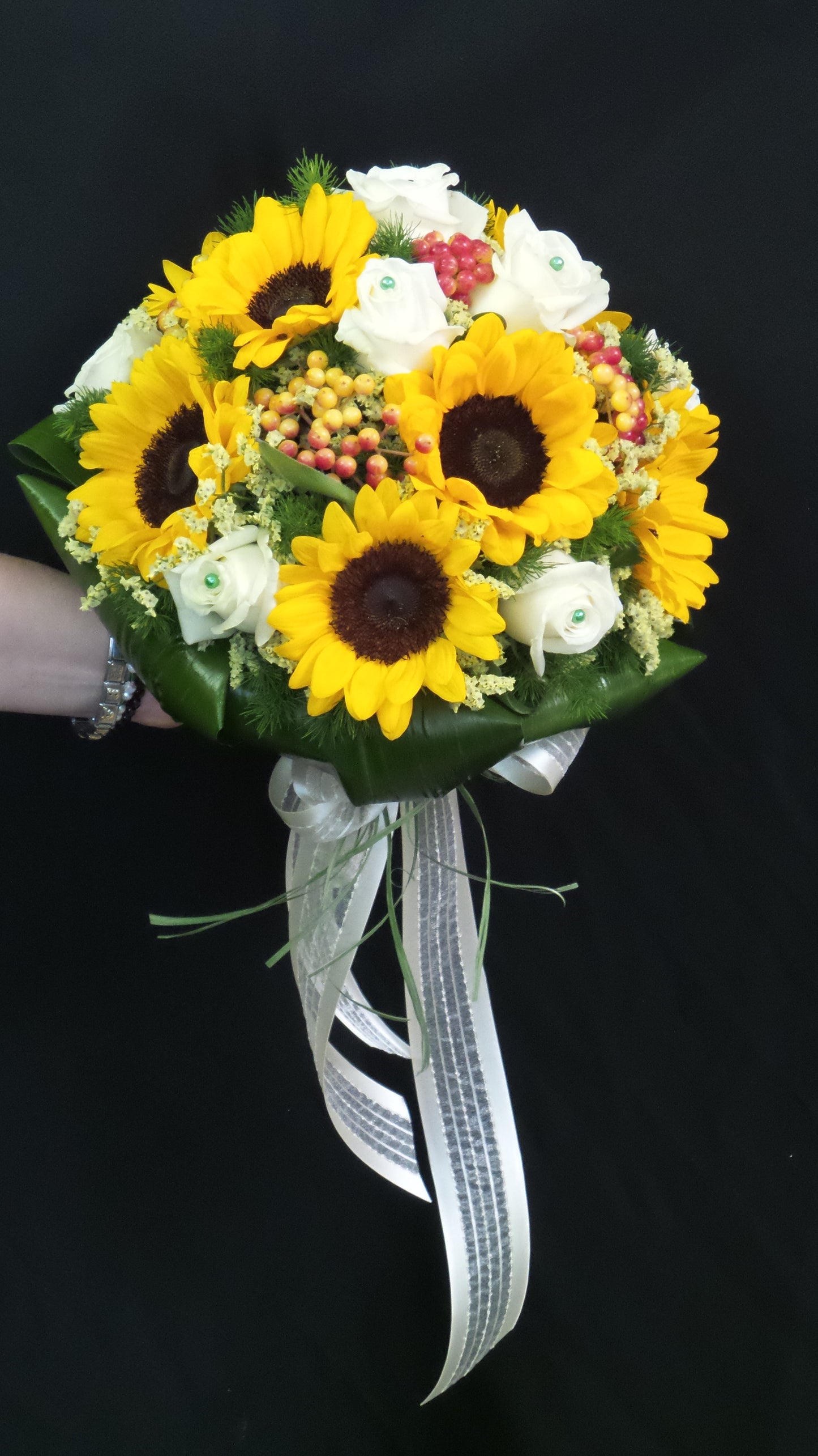 Bouquet girasoli e gerbere compatto